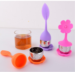 Lá trà Infuser thép không gỉ tốt Lưới Lọc Trà hoàn hảo trà lọc với Silicone lá xử lý - Product Image 4