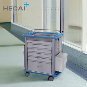 Hecai 제조업체 도매 병원 약물 카트 서랍 6 개가있는 의료 응급 트롤리 - Product Image 3
