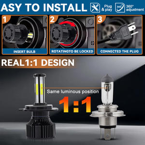 หลอดไฟหน้า LED 360องศา6ด้าน H1 H3 H4 H11 9005 HB3 9006หลอดไฟหน้ารถแบบ HB4 12V ชิปซังข้าวกับพัดลมสำหรับรถยนต์ - Product Image 4