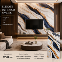 Panneau mural en PVC brillant imperméable MORLENX noir, blanc et or, effet marbre UV, pour murs de villas de luxe et murs TV