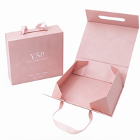 Ensemble d'emballages de luxe sur mesure pour soins de la peau, rose, avec poignée portable, fermeture magnétique, boîte rigide pliable