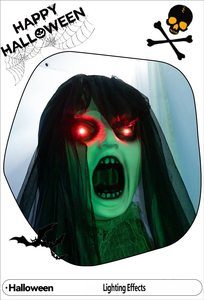Halloween: Figura di zombie femminile con bocca aperta da 2,3 m, per casa infestata, cortile, orrore luminoso, fantasma in piedi con sensore elettrico - Product Image 5