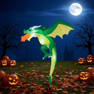 Dragón Inflable para Decoración de Jardín en Días Festivos, 1.5 Metros, Verde, PVC, Decoración de Halloween, Figura Inflable Iluminada - Product Image 2