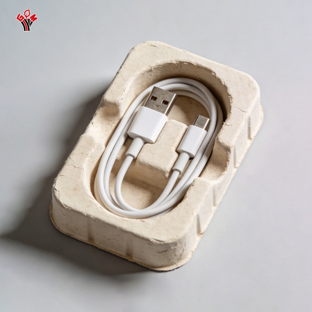Plastic-Free Eco Friendly Recycled Paper Pulp Tray Dry Press Molded Fiber Insert for Electronic Component Packaging