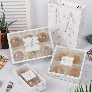 大理石包装盒酥脆磨砂透明小芝士蛋糕礼品盒食品包装 - Product Image 1