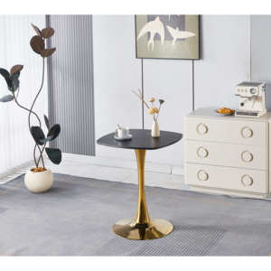 Tavolo da Pranzo Quadrato Tulip con Base in Metallo Dorato da 24 Pollici, Tavolo Moderno da Bistrot per 2-4 Persone - Product Image 1