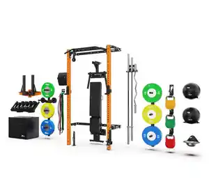 Commercieel Multifunctioneel Aan De Muur Gemonteerd Opvouwbaar Power Squat-Rek Voor Thuis-En Fitnessgebruik Met Fitnessapparatuur Met Multi-Grip Bar