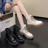 Nouvelles bottes Martin pour femme 2026, style britannique tendance et polyvalent automne-hiver, doublure polaire épaisse et chaude, montantes à la cheville