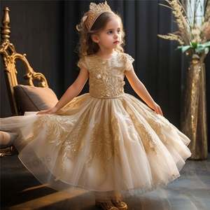 ชุดเดรสเด็กผู้หญิงปักเลื่อมสีทองสำหรับงานพรอม งานปาร์ตี้วันเกิด ชุดเจ้าหญิง - Product Image 4