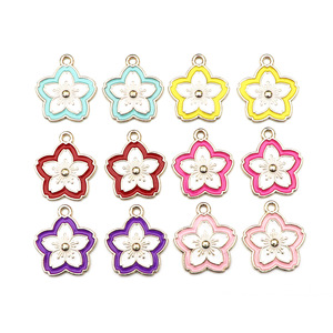 Breloques en alliage de zinc style japonais, fleurs de cerisier multicolores, pendentif DIY, accessoire de bijouterie, porte-clés, breloque de téléphone portable - Product Image 2