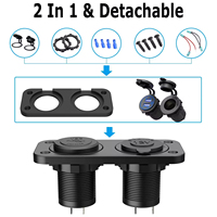 Nouveau Design double QC 2.0 USB Car Charge 5V 2.4A Qualcomm Charge rapide avec combinaison de commutateur allume-cigare