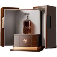 Boîte à vin en bois de luxe avec plaque métallique personnalisée, double porte, rangement en velours pour whisky, brandy, liqueur, emballage cadeau de marque de luxe