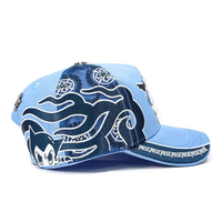 Gorras de Béisbol OEM Personalizadas de 5 Paneles Baez X Shifu 3.0 Astrogengar Azul, Gorras Deportivas de Gamuza de Ala Ancha B CROSS Barbas Hats X Ct