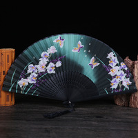 Éventail pliant en bambou de style chinois et japonais, série Magnolia, peint à la main, écologique, pour la danse, vente en gros, idéal comme cadeau