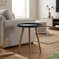 Table d'appoint ronde avec plateau surélevé, décoration d'intérieur populaire, table d'appoint de canapé pour salon, table basse à pieds en bambou, vente chaude