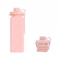 Bouteille d'eau pliable en silicone et plastique de qualité alimentaire, résistante aux hautes températures, pour le sport et les voyages en extérieur, 600 ml, vente en gros
