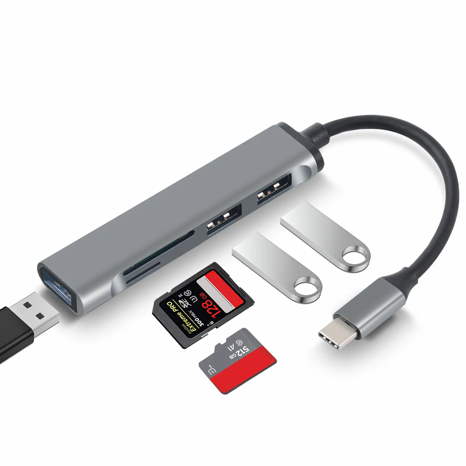 2022 최신 허브 5 1 유형 c 도킹 스테이션 멀티 포트 어댑터 USB C 허브 USB2.0 USB3.0 SD TF 카드 리더