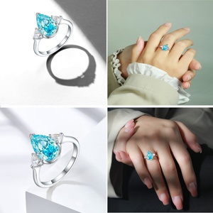 Elegante Anello in Argento Sterling 925 con Zirconia Cubica ad Alto Tenore di Carbonio Taglio Fiore di Ghiaccio Fiammato, Brillante per Feste - Product Image 6