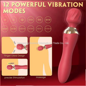 Seksartikelen voor vrouwen, wandmassager, magic wand, dual head dildo, G-spot stimulator, goedkope prijs, seksspeeltjes met verwarmingsfunctie. - Product Image 4