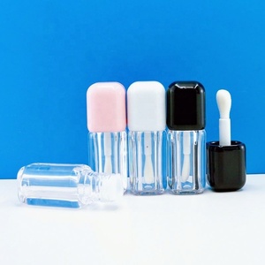 Luxury Unique Cube Lip Tint case 4ml Lip Oil Liquid Lipstick Tube square Transparent Lip <b>Gloss</b> Bottle With Big Brush - Product Image 6