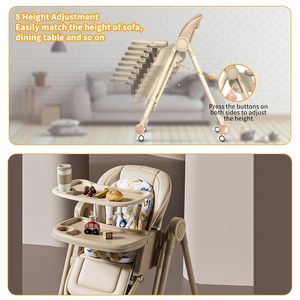 Chaise haute moderne 3 en 1 pour bébé Chaise de salle à manger pliable en plastique PP Chaise haute pliante pour chambre à coucher Hôtel - Product Image 4
