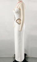 Robe de soirée sexy de luxe à découpes, ornée de diamants, style bandage, pour banquet et soirée, robe bandage pour femme