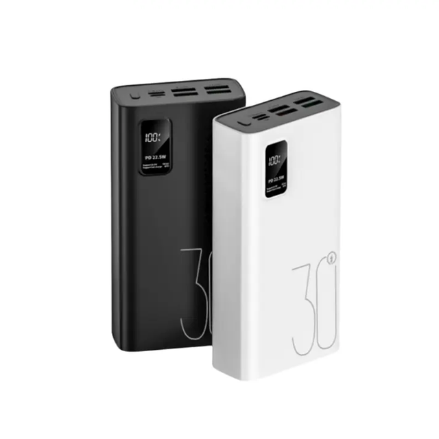 Portable Large Capacity 4USB Type-C Output 30000mah PowerBank LED Display USB C PD 22.5W Fast Charging Power Bank 30000mAh