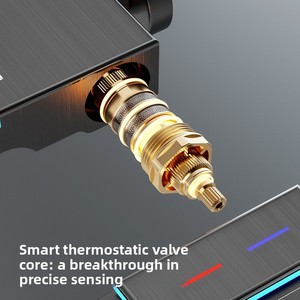 <span class=keywords><strong>Colonne</strong></span> <span class=keywords><strong>de</strong></span> <span class=keywords><strong>douche</strong></span> <span class=keywords><strong>thermostatique</strong></span> pressurisée en <span class=keywords><strong>cuivre</strong></span> gris anthracite avec affichage numérique LED <span class=keywords><strong>de</strong></span> la température, style minimaliste moderne pour hôtels et villas - Product Image 3