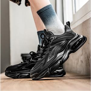 Summer Trendy Men's Sports Casual <b>Shoes</b> Breathable Mesh-Lined Lace-Up for Running Height Increasing Softness <b>Walking</b> <b>Style</b> - Product Image 4