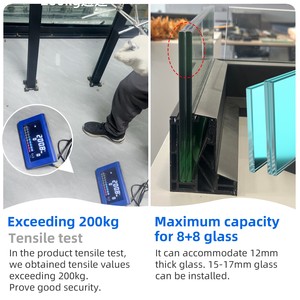 Rail en verre aluminium à profil en U, <span class=keywords><strong>fixation</strong></span> triangulaire à double rangée <span class=keywords><strong>de</strong></span> vis - Product Image 3