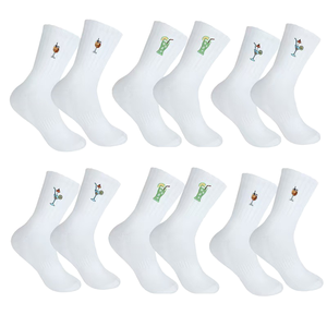Calzini Ricamati, Calzini a Mezza Gamba per Uomo e Donna, con Motivi Ricamati di Animali e Cibo, Traspiranti, Casual, Personalizzabili con Logo - Product Image 1