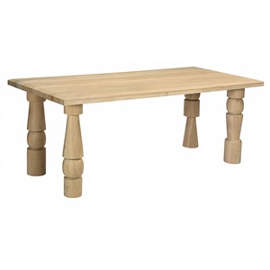Mesa de Comedor de Madera Maciza, Diseño Moderno Elegante Hecho a Mano, Construcción Duradera, Acabado Natural, Forma Escultural, Muebles para Villa y Hotel - Product Image 1