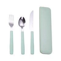 Ensemble de couverts portables en acier inoxydable exquis, style occidental moderne, trois cuillères, fourchettes, couteaux, pour le camping en plein air, en plastique durable