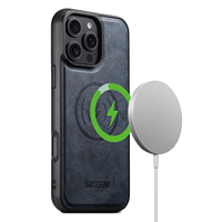 Coque de téléphone SUTENI pour iPhone 18 Pro Max, chargement magnétique sans fil, texture lisse, simili cuir, compatible avec les modèles 17, 16 Plus, 15, 14, 13, 12