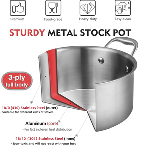 Nồi nấu chậm bằng thép không gỉ 304 ba lớp, dùng được với bếp từ, chống dính, có nắp - Product Image 2