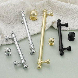 Poignées de meuble classiques noir mat en Zamak massif, à extrémité sphérique, pour tiroirs, armoires, cuisines et commodes, quincaillerie de mobilier - Product Image 2