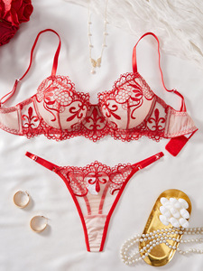 Ensemble de lingerie sexy en dentelle brodée de fleurs, avec <span class=keywords><strong>porte</strong></span>-jarretelles floral, nouveauté été, sous-vêtements érotiques <span class=keywords><strong>pas</strong></span> chers, vente chaude - Product Image 6
