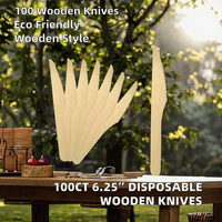 6.25 Couteaux jetables modernes biodégradables en bois/ustensiles naturels - Paquet de 100 pièces