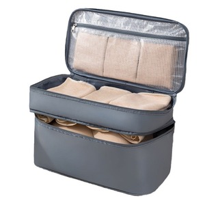 Bolsa de almacenamiento de sujetadores portátil de tamaño de viaje, organizador 3 en 1 para ropa interior, pantimedias y calcetines, forma rectangular, color blanco roto - Product Image 5
