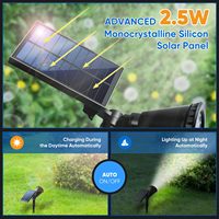 Éclairage décoratif solaire LED étanche IP65 pour jardin/mur, double usage, batterie au lithium, avec capteur de lumière