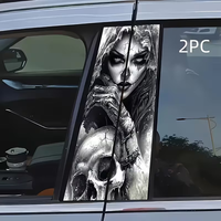 Autocollant de poteau B de voiture, motif squelette de femme, Halloween, en PVC imperméable, pour décoration de colonne centrale de voiture