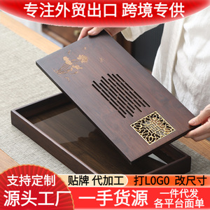 Bamboo <b>Tea</b> Tray Lotus Design 28x28Cm With Copper Filter For Fast Drainage Home Kung Fu <b>Tea</b> <b>Set</b> - Product Image 5