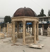 Gazebo en marbre, pavillon hexagonal en pierre, dôme en cuivre, colonnes corinthiennes pour la décoration de jardin, villa, parc