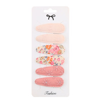 Ins – épingles à cheveux en forme de gouttelette d'eau pour filles, 6 pièces/ensemble, cheveux bouclés, fleur douce, épingles à cheveux, tissu brodé, pince à cheveux
