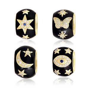 Gemnel 925 Plata circón esmalte estrella Rondelle encanto diapositiva cuenta para collares joyería personalizable - Product Image 1