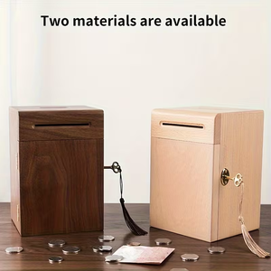 Hucha de madera personalizada con llaves, mini caja de ahorro de madera para niños, regalo para monedas - Product Image 5
