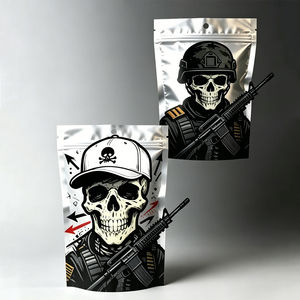 Custom Skull Print Mylar Bags 1g/3.5g/7g/14g/28g Resealable Stand Up <b>Pouches</b> for Herbs Mylar bag - Product Image 3