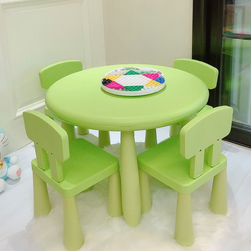 Green round table 4 small back green