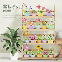 Nuevo Juguete Educativo para Adultos y Niños, Bloques de Construcción de Flores de Rosa y Tulipán, Modelo de Planta Suculenta en Maceta, Idea de Regalo