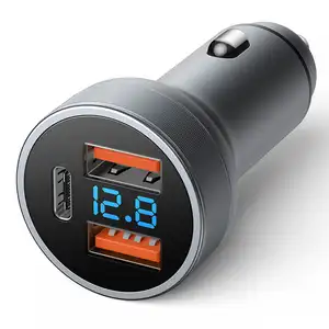 Led digital display USB C Car Charger 36W dual port Quick Charge 3.0 36W Fast Charging 3 Port USB car phone Charger For phone